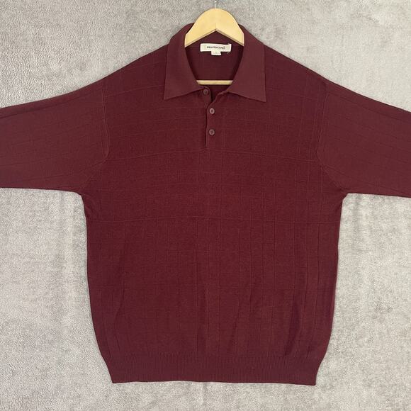 Pronto Uomo Other - Pronto-Uomo Sweater Men M Burgundy Silk Blend Retro 90s Y2K Smart Casual Classic